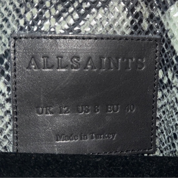 All Saints Snakeskin Leather Mac Jacket Trench Size 8 - Picture 3 of 3